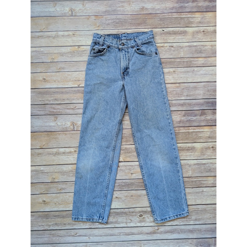 Levi's Vintage Slim Jeans Kids 11 100% Cotton Light Wash USA Made Orange Tab